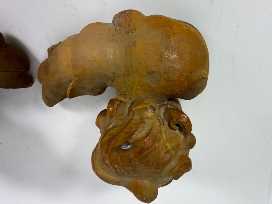 Vintage Hand Carved Wooden Cherub Wall Sculptures 8.5 X 7.5 [Photo 9]