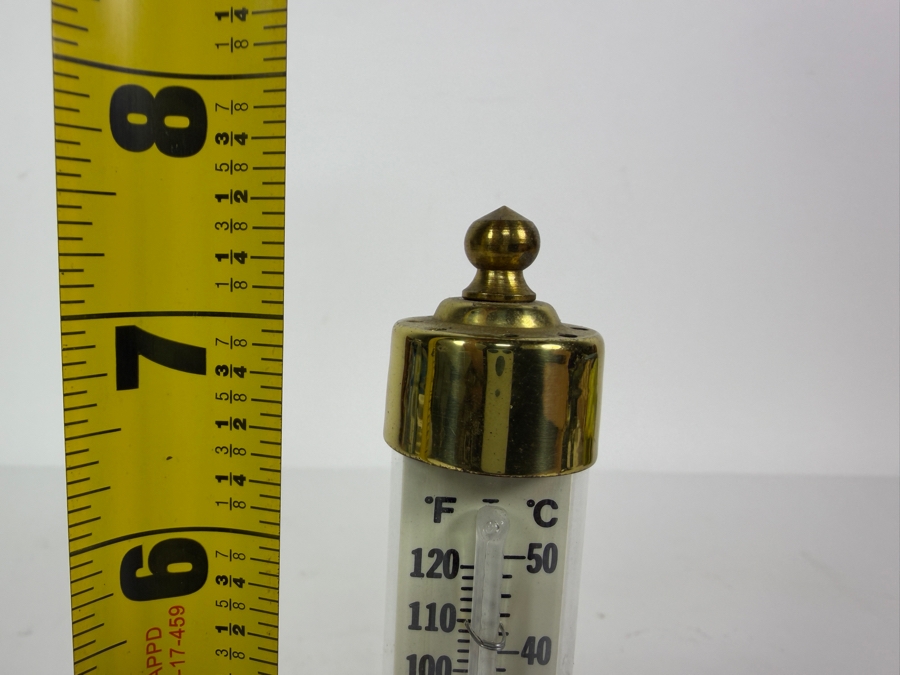 Vintage Conant Custom Brass Tabletop Thermometer 7.5H [Photo 6]