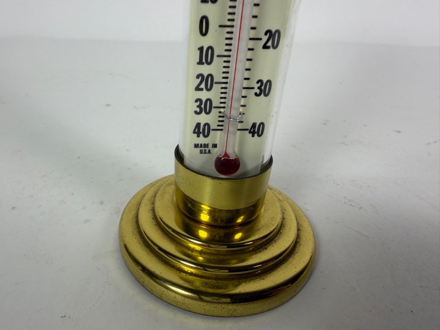 Vintage Conant Custom Brass Tabletop Thermometer 7.5H [Photo 2]
