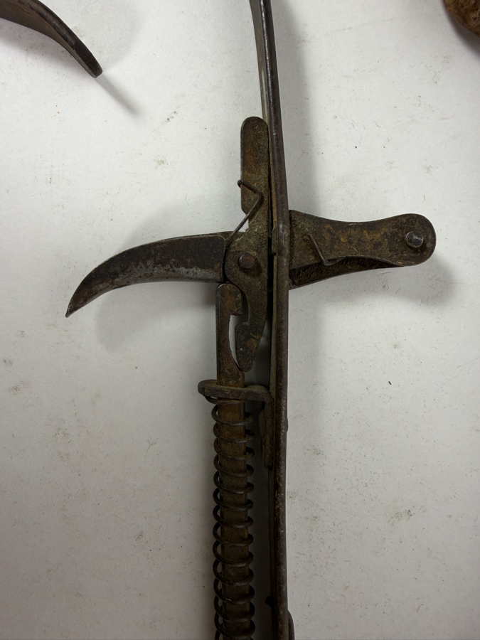 Antique Iron Skeleton Key 8'L and Antique Spring Loaded Device [Photo 3]