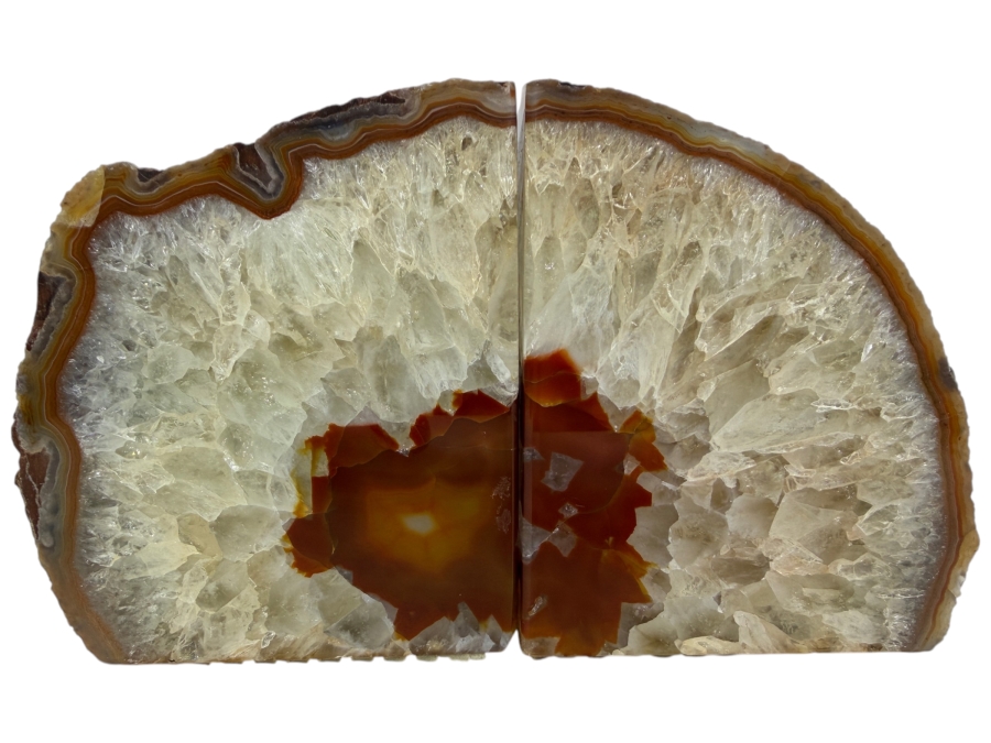 Natural Polished Agate Bookends 5'H