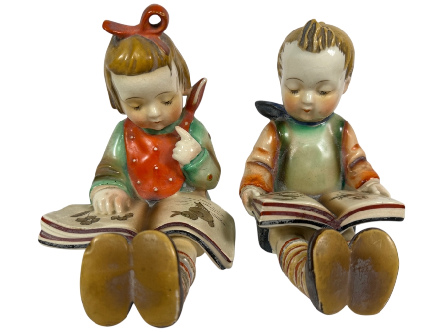 Vintage Porcelain Bookworm Figurines Made in Japan 6'H