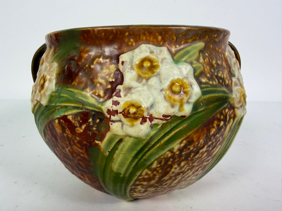 Vintage 1931 Roseville Pottery Jonquil Jardiniere 5.25H [Photo 3]
