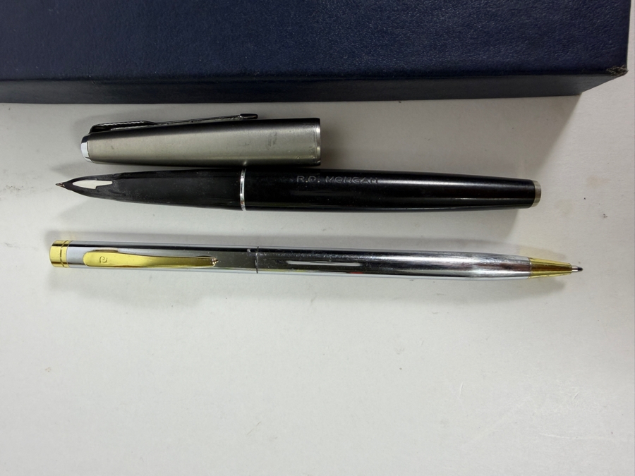 New Cross Chrome Ballpoint Pen and Mechanical Pencil Set With Rockwell Logo Branding, Parker Fountain Pen and Pierre Cardin Ballpoint Pen [Photo 8]