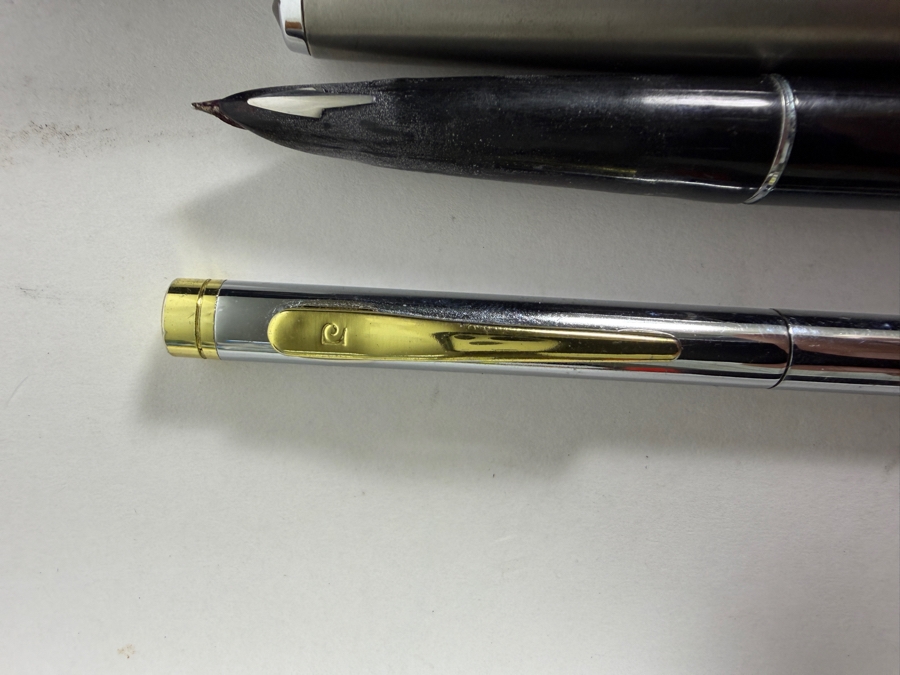 New Cross Chrome Ballpoint Pen and Mechanical Pencil Set With Rockwell Logo Branding, Parker Fountain Pen and Pierre Cardin Ballpoint Pen [Photo 7]