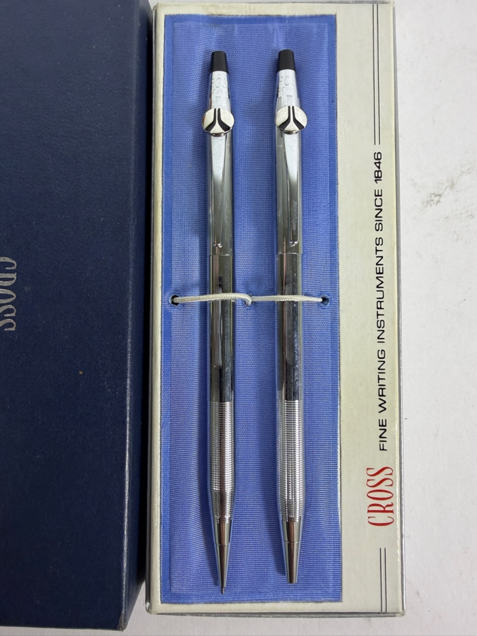 New Cross Chrome Ballpoint Pen and Mechanical Pencil Set With Rockwell Logo Branding, Parker Fountain Pen and Pierre Cardin Ballpoint Pen [Photo 3]