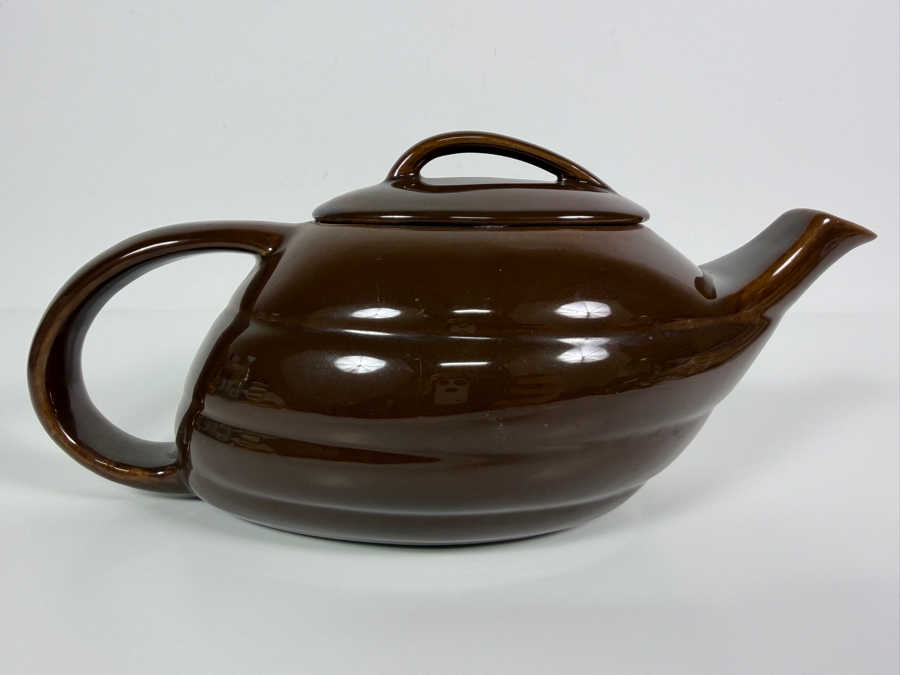 Vintage Art Deco Bauer Pottery Brown Aladdin Ceramic Teapot Made In USA 12'W X 5.5'H [Photo 2]