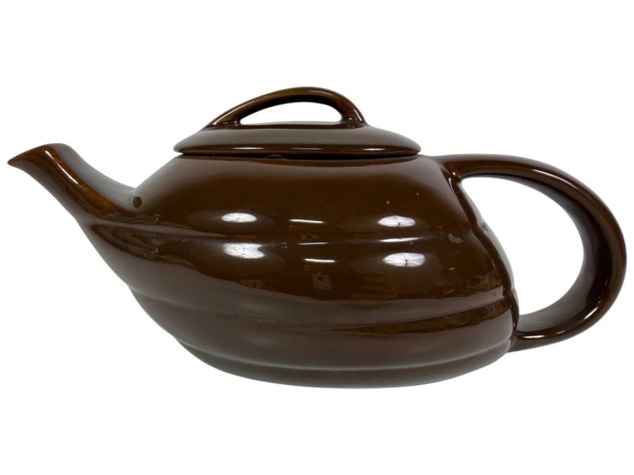 Vintage Art Deco Bauer Pottery Brown Aladdin Ceramic Teapot Made In USA 12'W X 5.5'H
