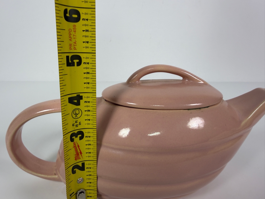 Vintage Art Deco Bauer Pottery Pink Aladdin Ceramic Teapot Made In USA 10'W X 5'H [Photo 5]