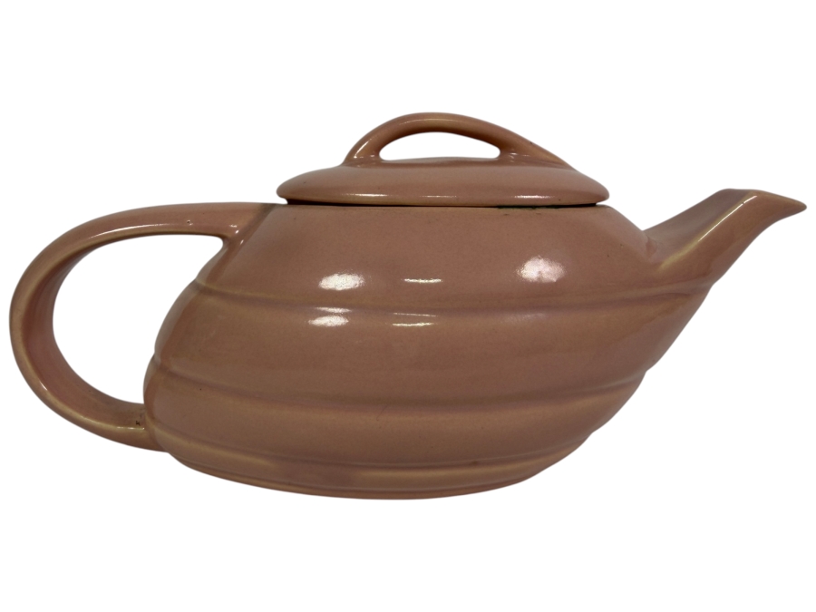 Vintage Art Deco Bauer Pottery Pink Aladdin Ceramic Teapot Made In USA 10'W X 5'H