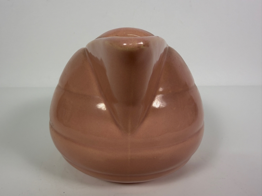 Vintage Bauer Pottery Pink Ring Ware Ceramic Ice Lip Beverage Pitcher Made In USA 5.5'H [Photo 3]