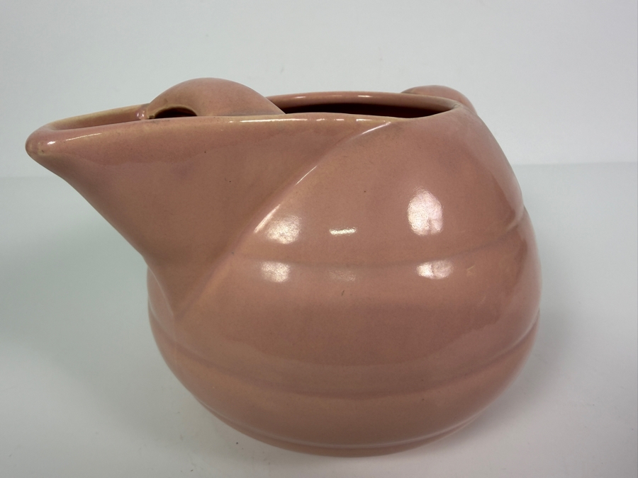 Vintage Bauer Pottery Pink Ring Ware Ceramic Ice Lip Beverage Pitcher Made In USA 5.5'H [Photo 4]