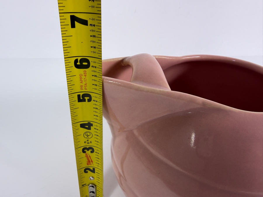 Vintage Bauer Pottery Pink Ring Ware Ceramic Ice Lip Beverage Pitcher Made In USA 5.5'H [Photo 6]