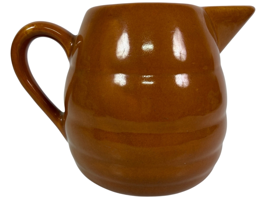 Vintage Bauer Pottery Brown Ring Ware Ceramic Beverage Pitcher Made In USA 6'H