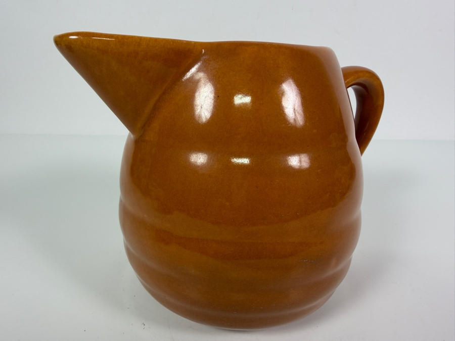 Vintage Bauer Pottery Brown Ring Ware Ceramic Beverage Pitcher Made In USA 6'H [Photo 3]