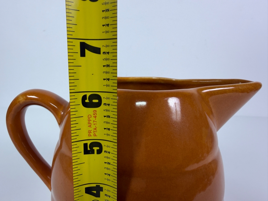 Vintage Bauer Pottery Brown Ring Ware Ceramic Beverage Pitcher Made In USA 6'H [Photo 5]