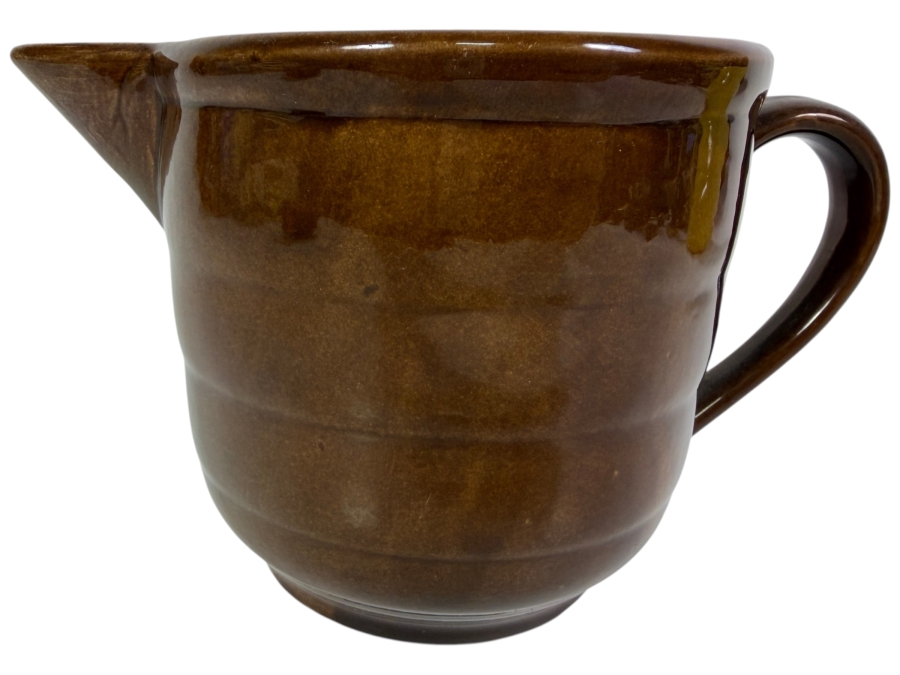 Vintage Bauer Pottery Gloss Brown Ring Ware Ceramic Batter Pitcher Made In USA 5'H