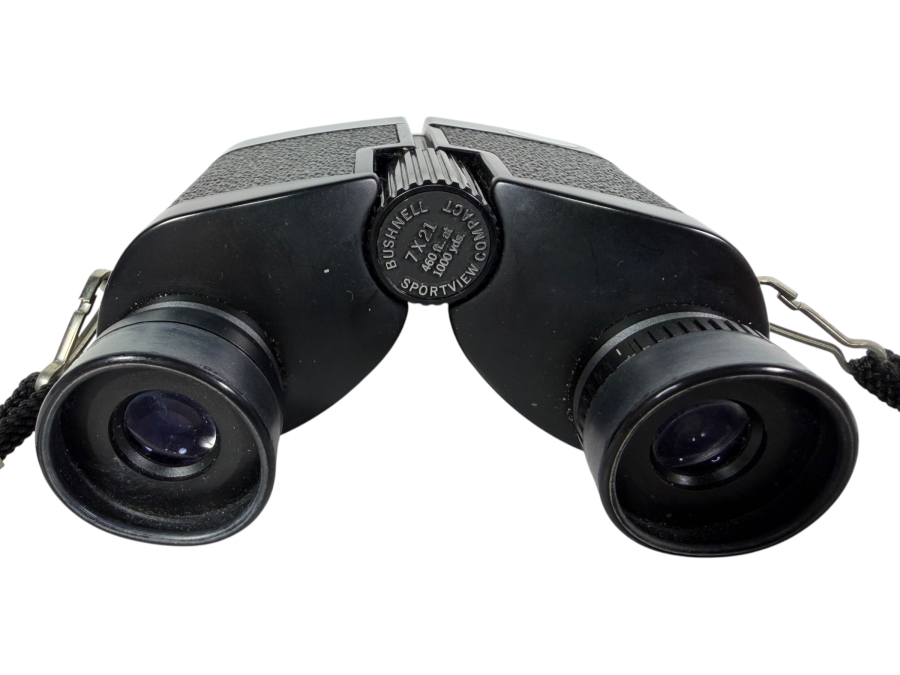 Vintage Bushnell Sportview Compact 7x21 Binoculars With Textured Black Grips And Neck Strap and Case