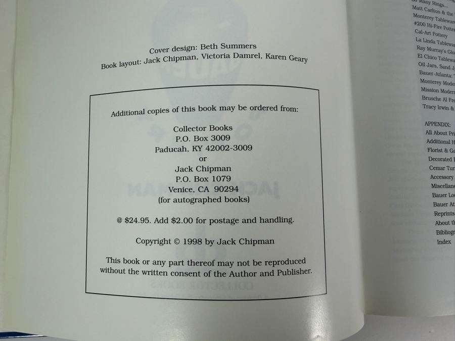 Collectors Encyclopedia Of Bauer Pottery Identification And Values Hardcover Book By Jack Chipman [Photo 4]