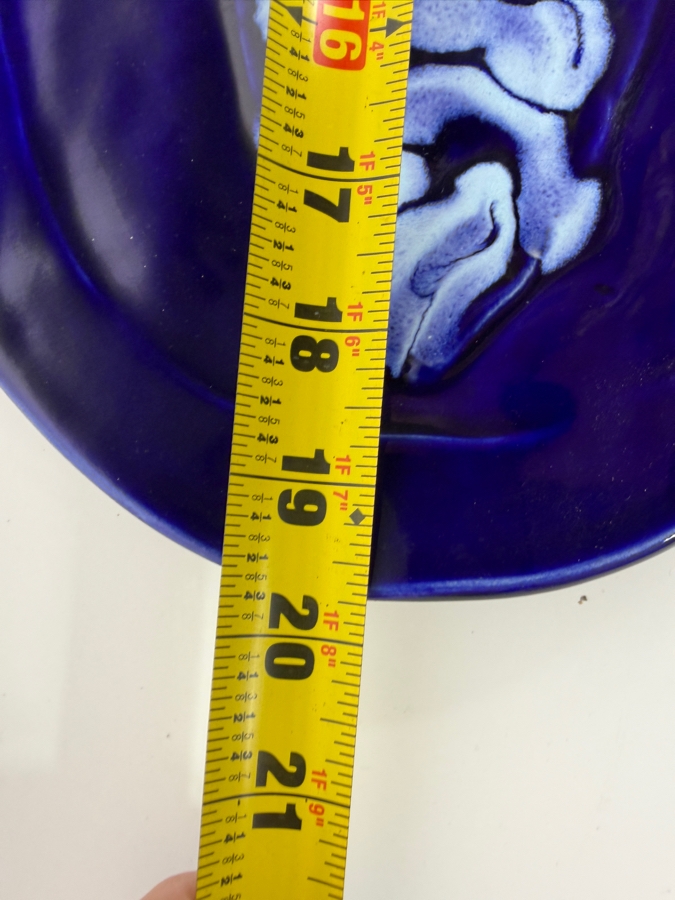 Vintage Studio Art Pottery Cobalt Blue Glazed Oval Fish Platter Serving Tray 20'W X 9'H [Photo 7]