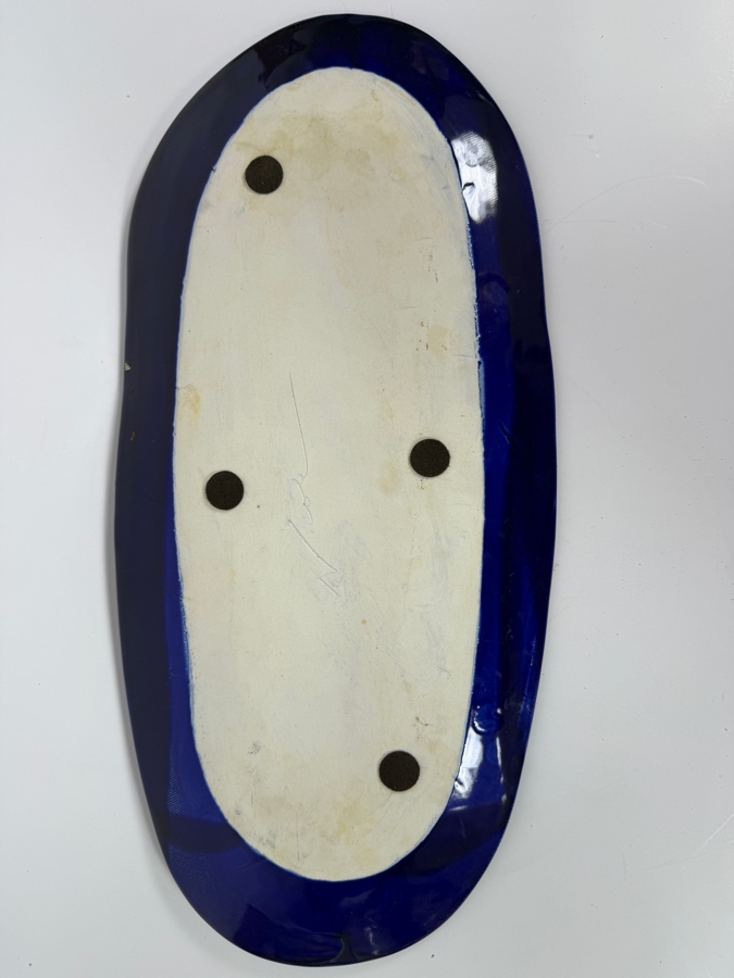 Vintage Studio Art Pottery Cobalt Blue Glazed Oval Fish Platter Serving Tray 20'W X 9'H [Photo 5]