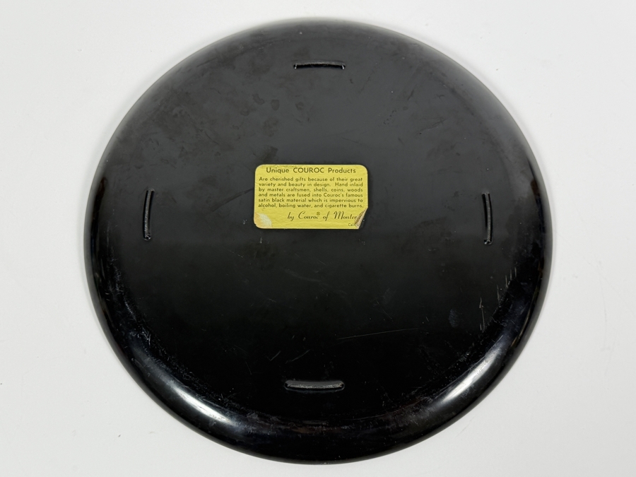 Vintage Couroc Of Monterey Black Phenolic Resin Round Mouse And Swiss Cheese Serving Tray Made In USA 10'W [Photo 4]