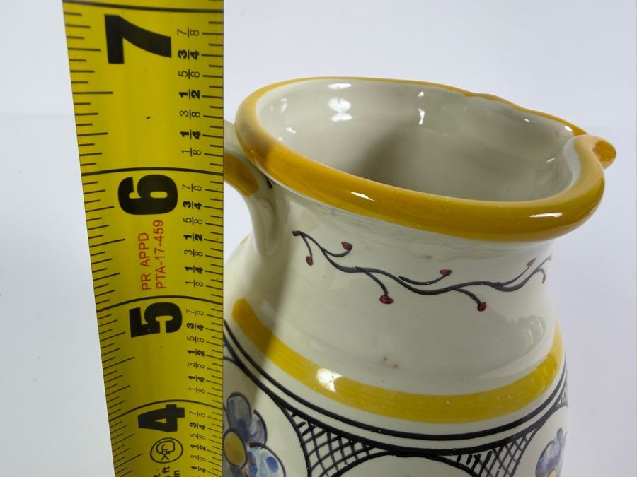 Vintage Frumpesa Talavera Hand Painted Floral Ceramic Water Beverage Pitcher Made In Spain 6.5'H [Photo 6]
