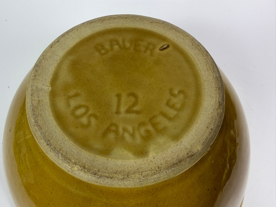 Vintage Bauer Pottery Los Angeles Number 12 Ceramic Mixing Bowl Made In USA 9'W X 4.5'H [Photo 4]