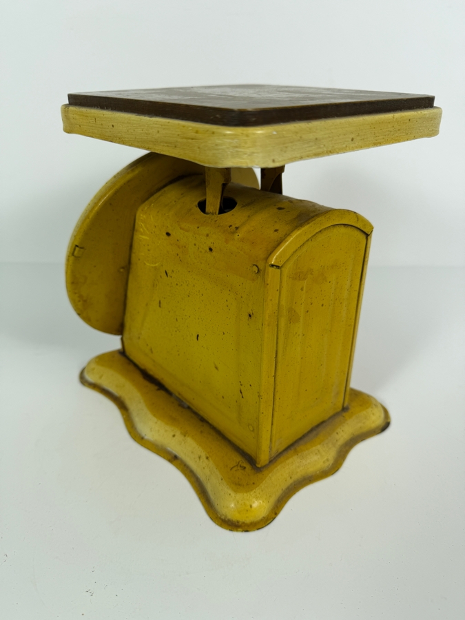 Antique Hanson Model 2000 Yellow Cast Iron 25 Pound Baby Scale Made In USA 8.25'H [Photo 4]