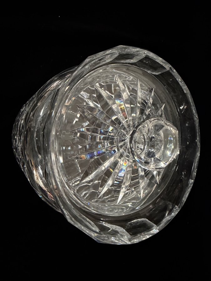 Vintage Waterford Crystal Canterbury Pattern Cut Glass Biscuit Jar Barrel With Lid 7'H [Photo 4]