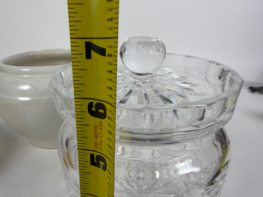 Vintage Waterford Crystal Canterbury Pattern Cut Glass Biscuit Jar Barrel With Lid 7'H [Photo 7]