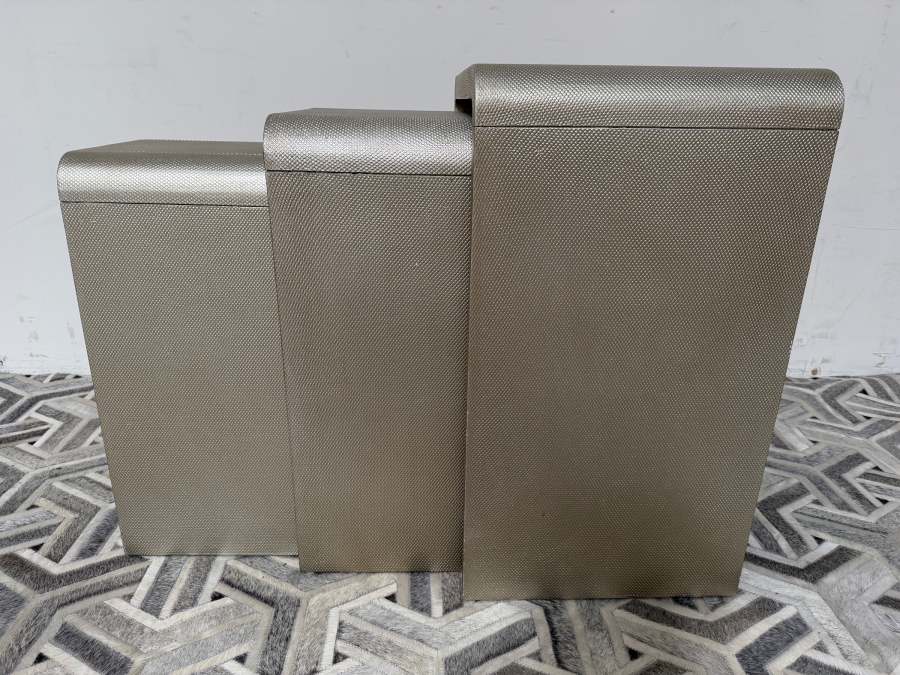 Topart Furniture Faux Shagreen Waterfall Three Piece Nesting Side Table Set 20.5'W X  16'D X 28.5'H [Photo 2]