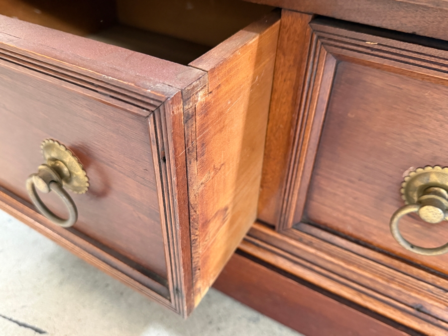 Antique Victorian Renaissance Revival Walnut Glass Door Display China Cabinet Bookcase With Two Drawers 43.5'W X 18.5'D X 88'H [Photo 4]
