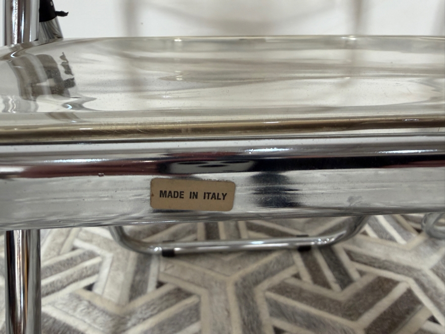 Set Of Four Vintage Clear Acrylic Lucite and Chrome Folding Chairs Made In Italy [Photo 4]
