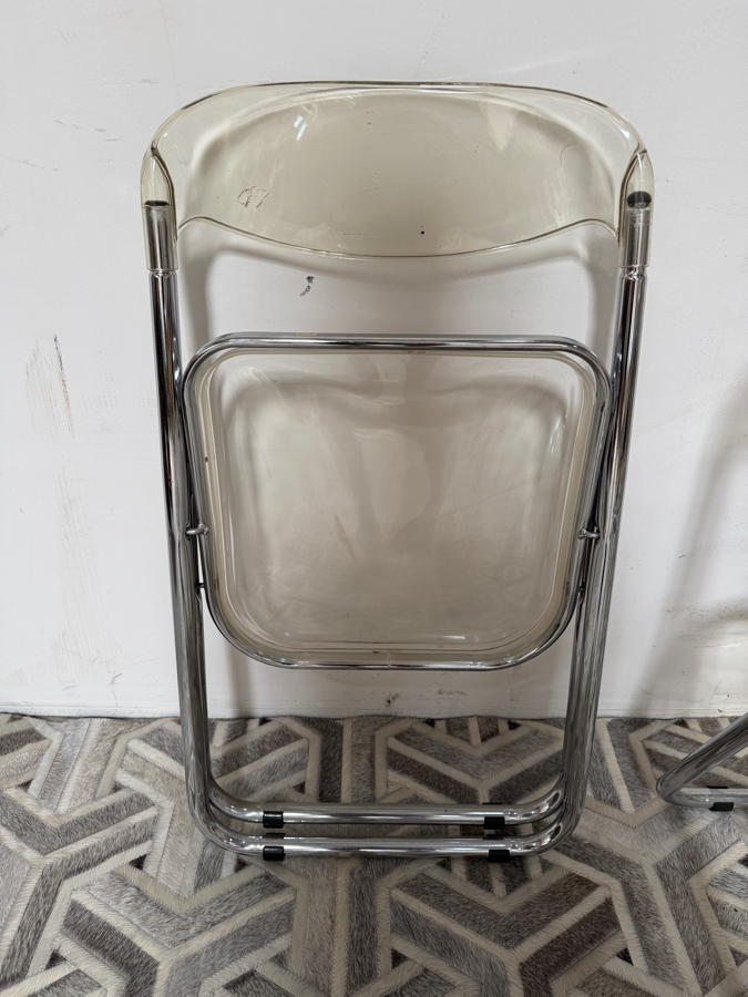 Set Of Four Vintage Clear Acrylic Lucite and Chrome Folding Chairs Made In Italy [Photo 5]