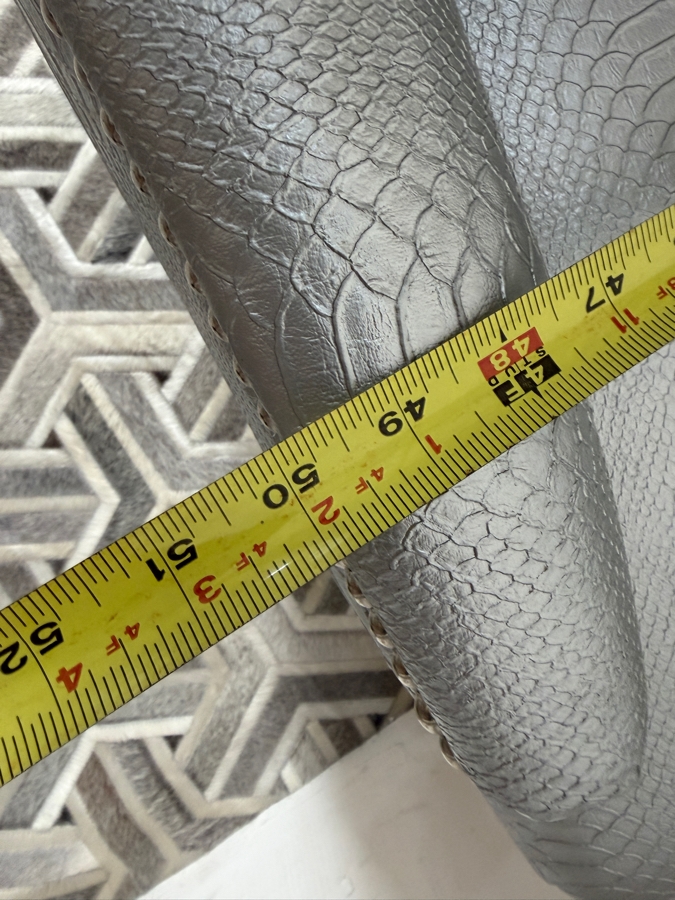 Custom Tufted Metallic Silver Python Embossed Faux Leather Wingback Settee Loveseat Bench 50'W X 32'D X 52'H [Photo 7]