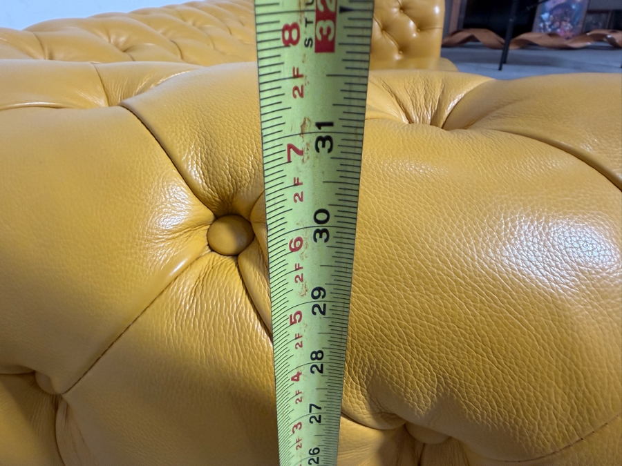 (1 of 2) Custom Luxury Marcantonio Designs Bench-Crafted Yellow Leather Chesterfield Sofa With Deep Button Tufting, Rolled Arms, And Nailhead Trim 113'W X 41'D X 31'H [Photo 14]