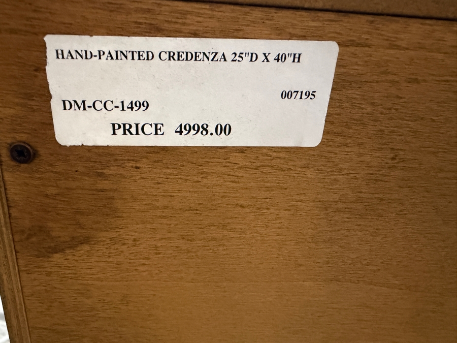 Luxury Hand-Painted 2-Door Serpentine Credenza Sideboard (Model DM-CC-1499) with Distressed Ebonized Finish and Ornate Gilt Scroll Work 66'W X 24'D X 41'H Retails $4,998 [Photo 7]