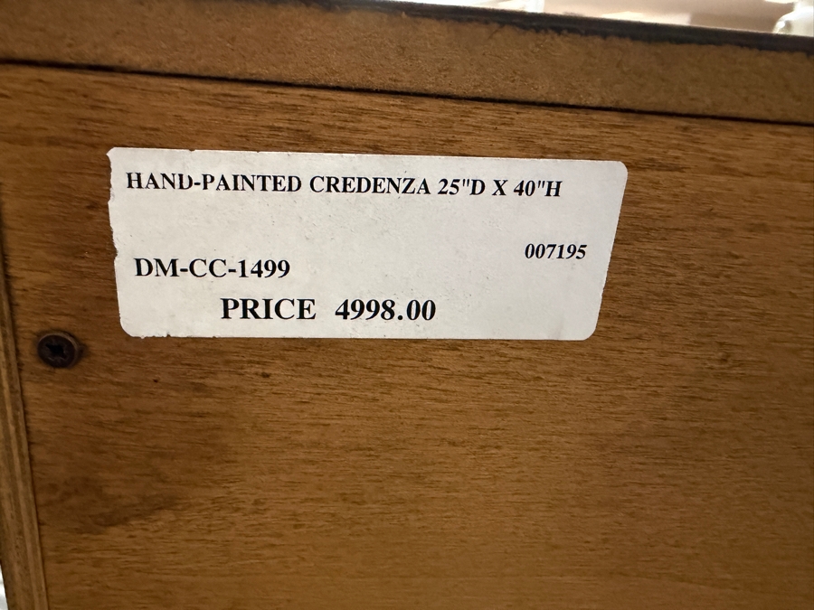 Luxury Hand-Painted 2-Door Serpentine Credenza Sideboard (Model DM-CC-1499) with Distressed Ebonized Finish and Ornate Gilt Scroll Work 66'W X 24'D X 41'H Retails $4,998 [Photo 8]
