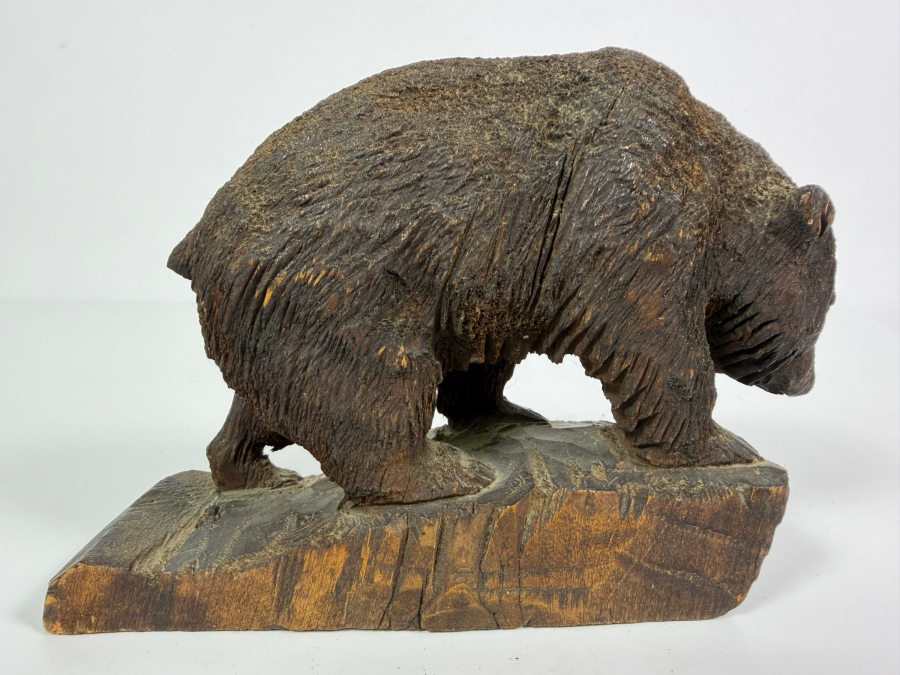 Vintage John L. Clark (1881-1970) Hand Carved Wooden Bear Sculpture Signed Underneath J. L. Clark Glacier Park 7.25'W X 2.25'D X 4.75'H [Photo 4]