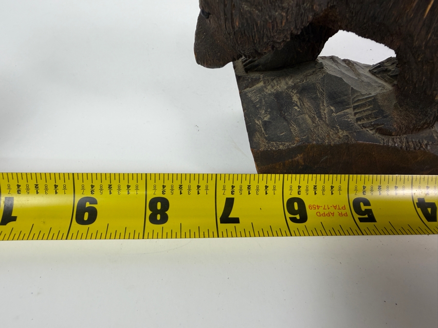 Vintage John L. Clark (1881-1970) Hand Carved Wooden Bear Sculpture Signed Underneath J. L. Clark Glacier Park 7.25'W X 2.25'D X 4.75'H [Photo 12]