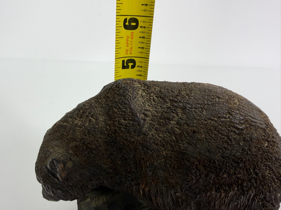 Vintage John L. Clark (1881-1970) Hand Carved Wooden Bear Sculpture Signed Underneath J. L. Clark Glacier Park 7.25'W X 2.25'D X 4.75'H [Photo 14]