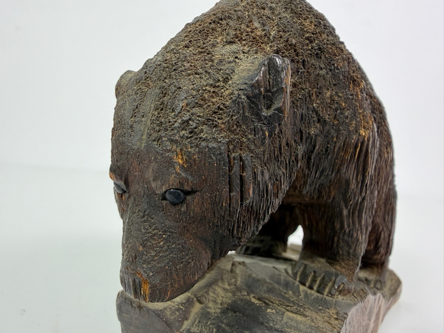 Vintage John L. Clark (1881-1970) Hand Carved Wooden Bear Sculpture Signed Underneath J. L. Clark Glacier Park 7.25'W X 2.25'D X 4.75'H [Photo 8]