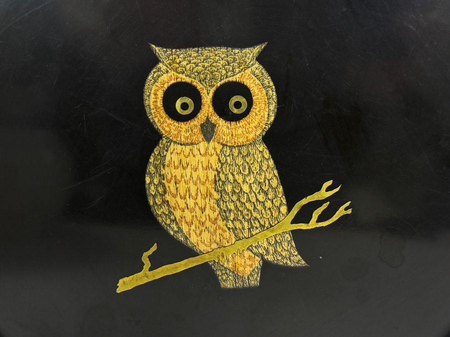 MCM Couroc of Monterey Inlaid Owl Serving Tray 10.25'W [Photo 2]