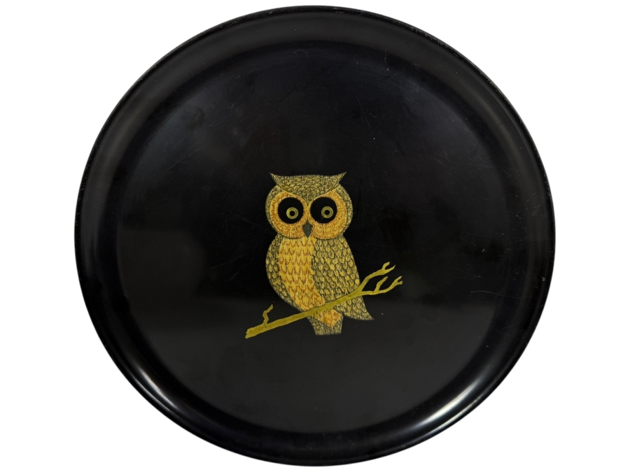 MCM Couroc of Monterey Inlaid Owl Serving Tray 10.25'W