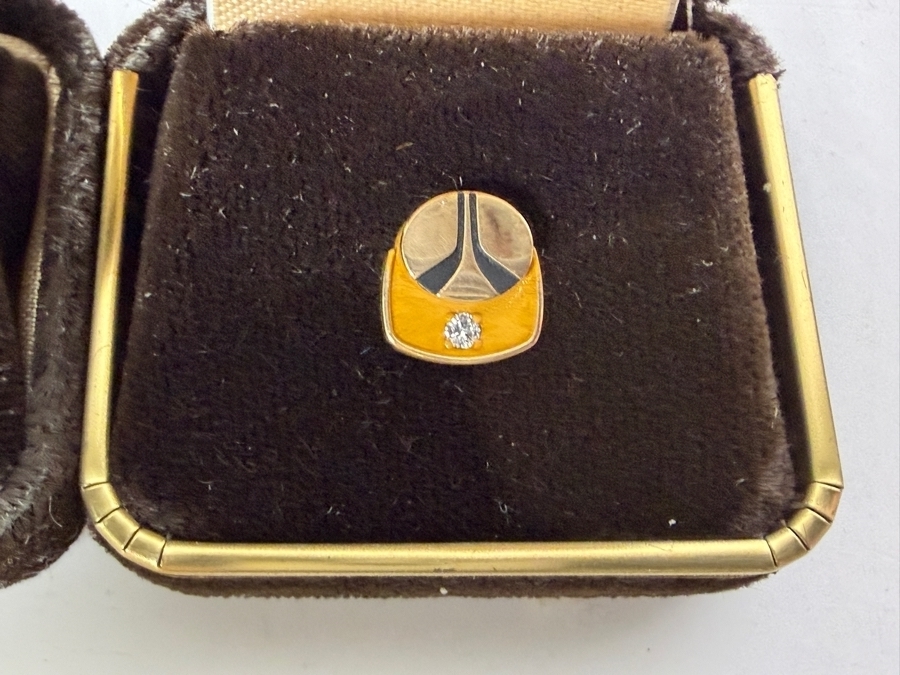 (3) Vintage 1/5 10k Gold Rockwell Employee Service Pins, 10th Year Anniversary of Columbia Space Shuttle Pin, 20 Year Anniversary Apollo 11 Pin, Apollo 11 25 Year Keychain and MFA Team Award Pin [Photo 8]