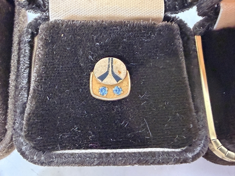 (3) Vintage 1/5 10k Gold Rockwell Employee Service Pins, 10th Year Anniversary of Columbia Space Shuttle Pin, 20 Year Anniversary Apollo 11 Pin, Apollo 11 25 Year Keychain and MFA Team Award Pin [Photo 9]
