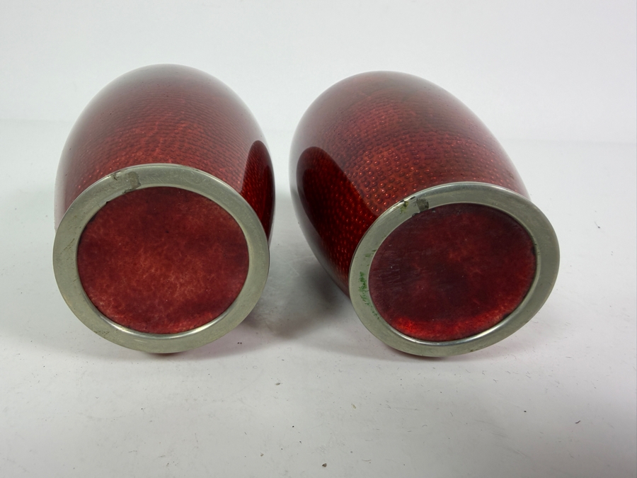 Pair of Vintage Japanese Cloisonne Vases 5H [Photo 4]
