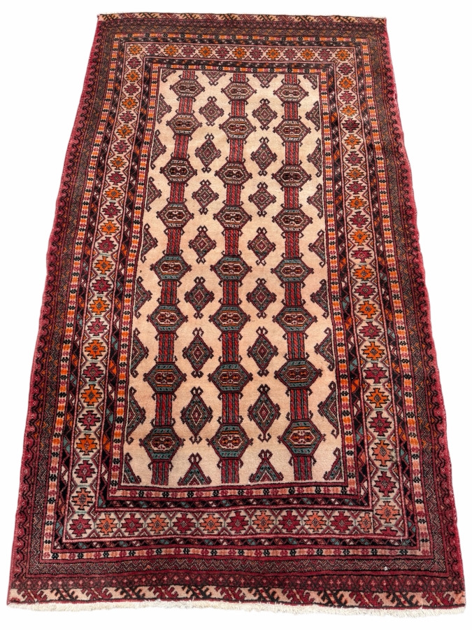 Vintage Hand Woven Wool Bokhara Area Rug 44 X 79