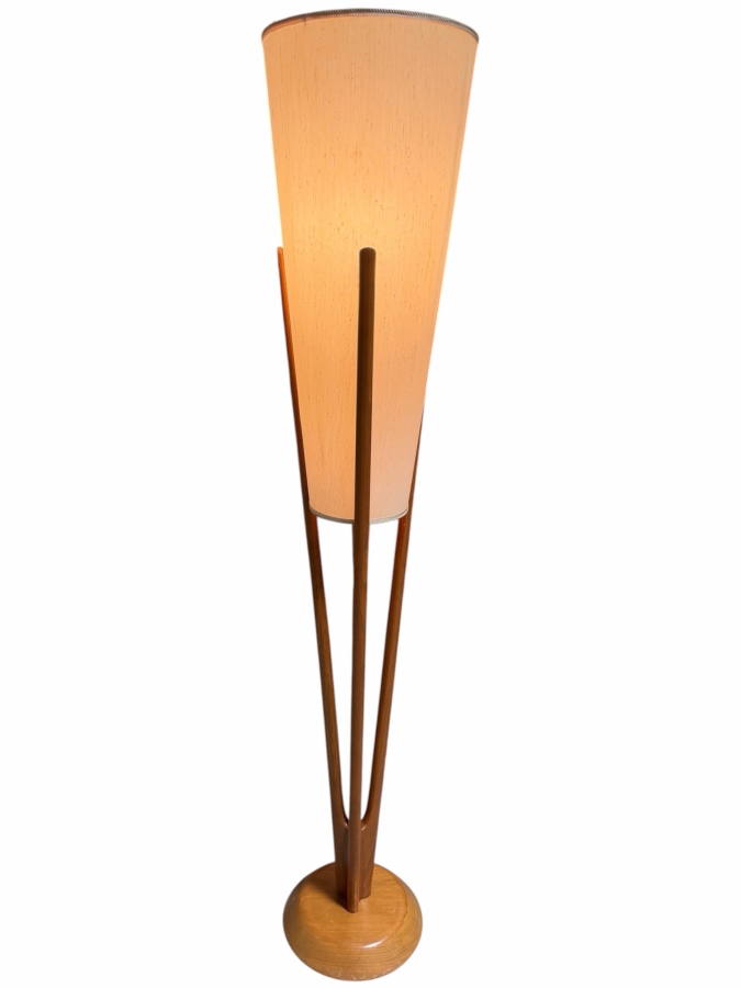 Just Added - Mid-Century Modern Adrian Pearsall Walnut Floor Lamp - Shade Is Damaged 57'H